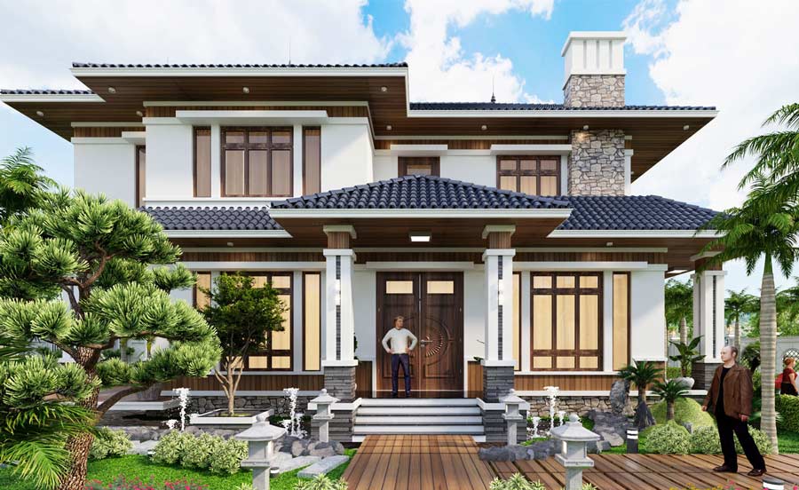 Mẫu biệt thự nhà vườn 2 tầng kiểu Nhật