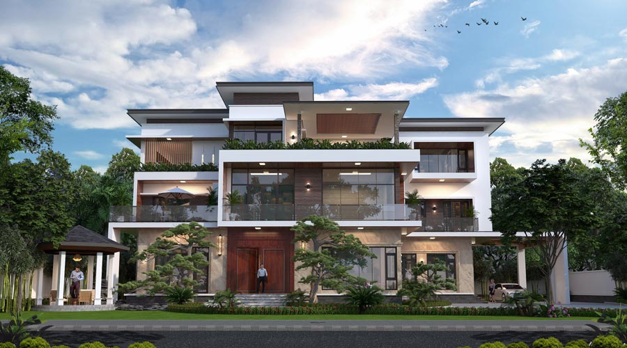 Thiết kế biệt thự nhà vườn kiểu Nhật 3 tầng