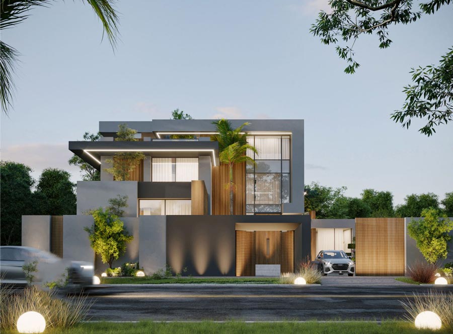 Bố trí cảnh quan sân vườn hài hòa với kiến trúc tổng thể