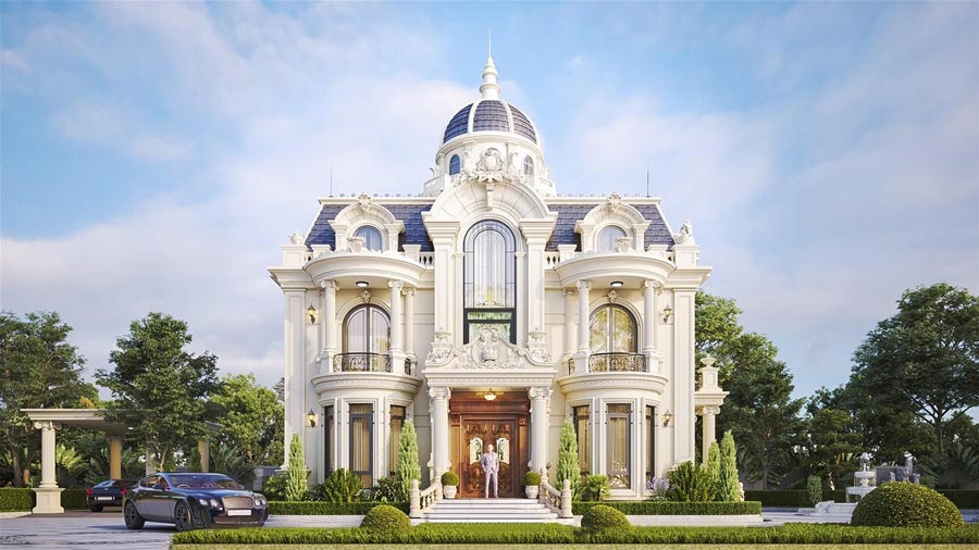 Cảnh quan sân vườn phong cách châu Âu sang trọng và cân đối