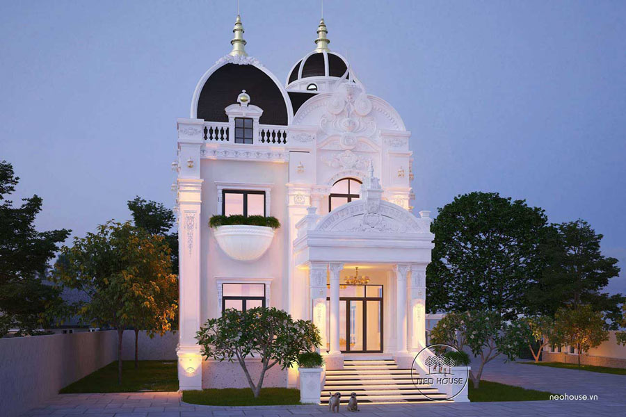 Dự án: Thiết kế biệt thự tân cổ điển 2 tầng mái vòm 220m2 tại Bình Phước
