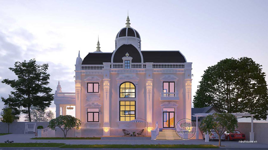 Dự án: Thiết kế biệt thự tân cổ điển 2 tầng mái vòm 220m2 tại Bình Phước