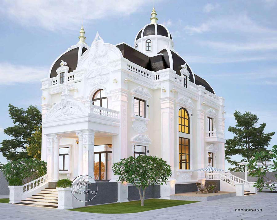 Dự án: Thiết kế biệt thự tân cổ điển 2 tầng mái vòm 220m2 tại Bình Phước