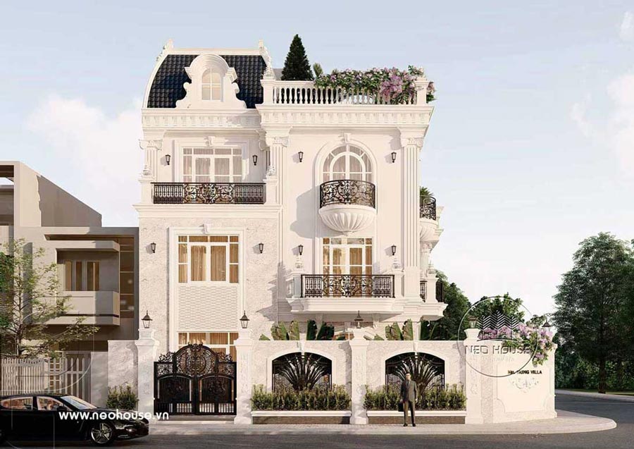 Dự án: Thiết kế biệt thự 3 tầng 1 tum tân cổ điển 500m2 tại Hải Dương