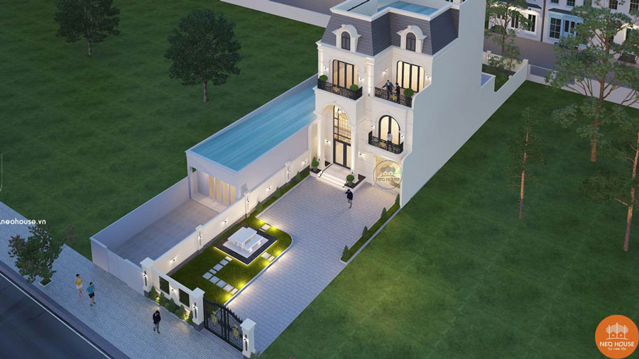 Dự án: Mẫu biệt thự tân cổ điển 3 tầng mái Mansard 10x19m tại Tây Ninh