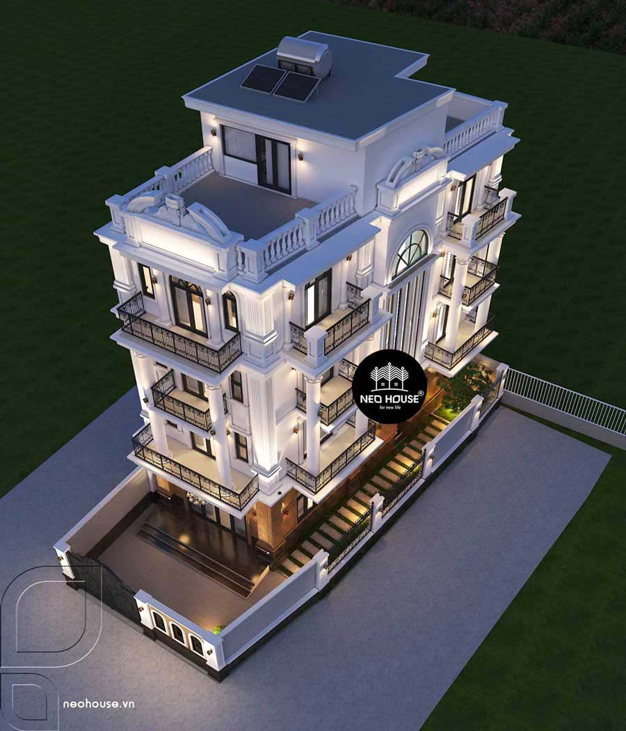 Dự án: Mẫu thiết kế biệt thự tân cổ điển 4 tầng 1 tum 190m2 tại HCM