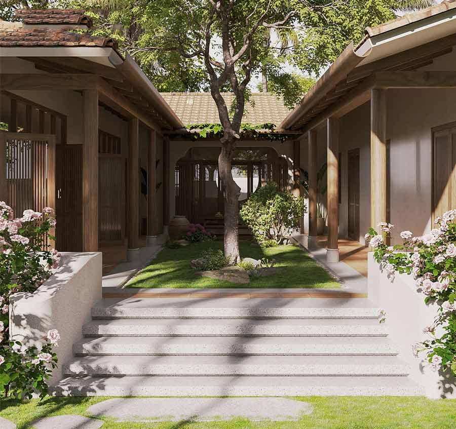 Hành lang và tiền sảnh rộng rãi, thoáng mát