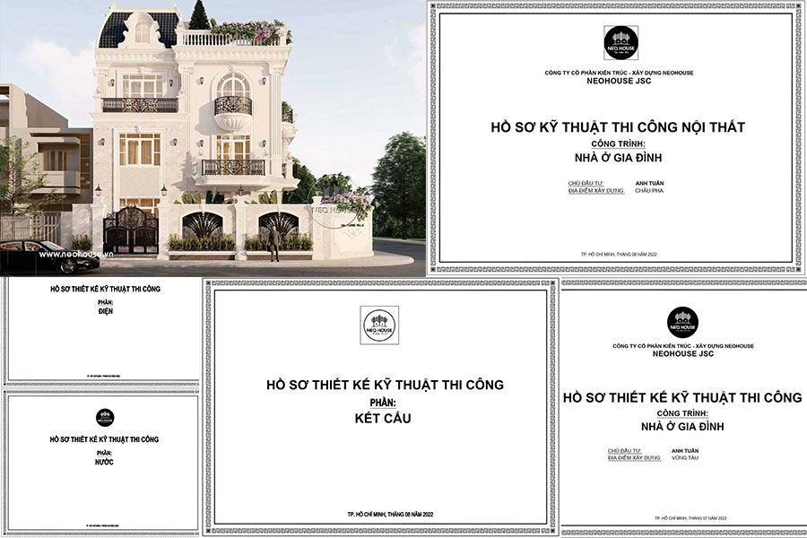 Full hồ sơ thiết kế biệt thự 3 tầng để thi công tại NEOHouse