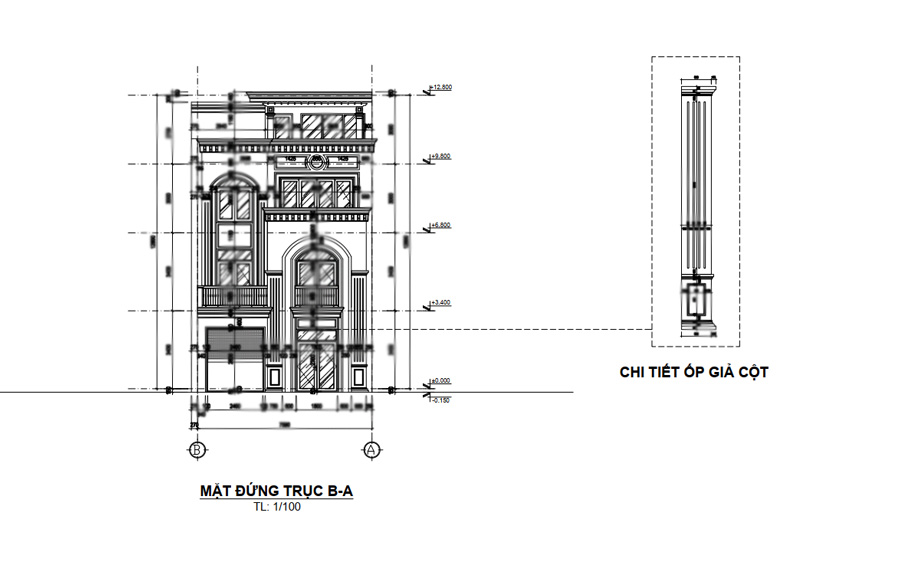Hồ sơ thiết kế kỹ thuật thi công biệt thự 3 tầng 7x16m tân cổ điển