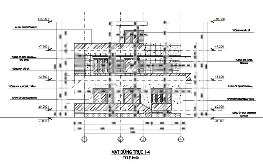 Hồ sơ thiết kế kỹ thuật thi công biệt thự 3 tầng hiện đại 8x12m