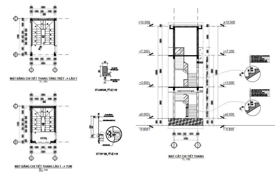 Hồ sơ thiết kế kỹ thuật thi công biệt thự 3 tầng hiện đại 8x12m