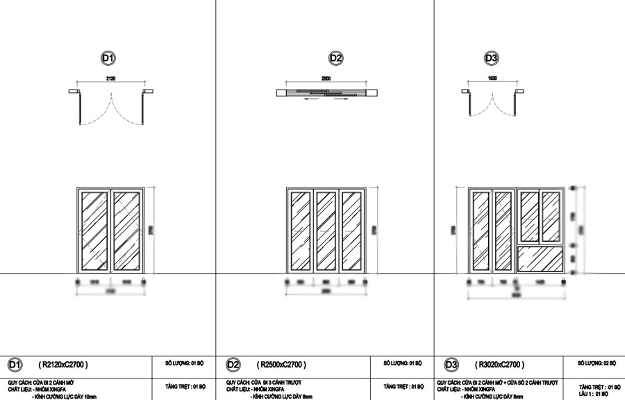 Hồ sơ thiết kế kỹ thuật thi công biệt thự 3 tầng hiện đại 8x12m