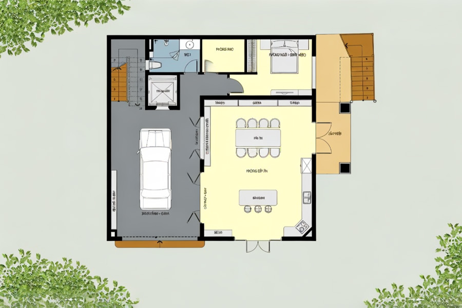 Mặt bằng biệt thự 3 tầng mái bằng tân cổ điển