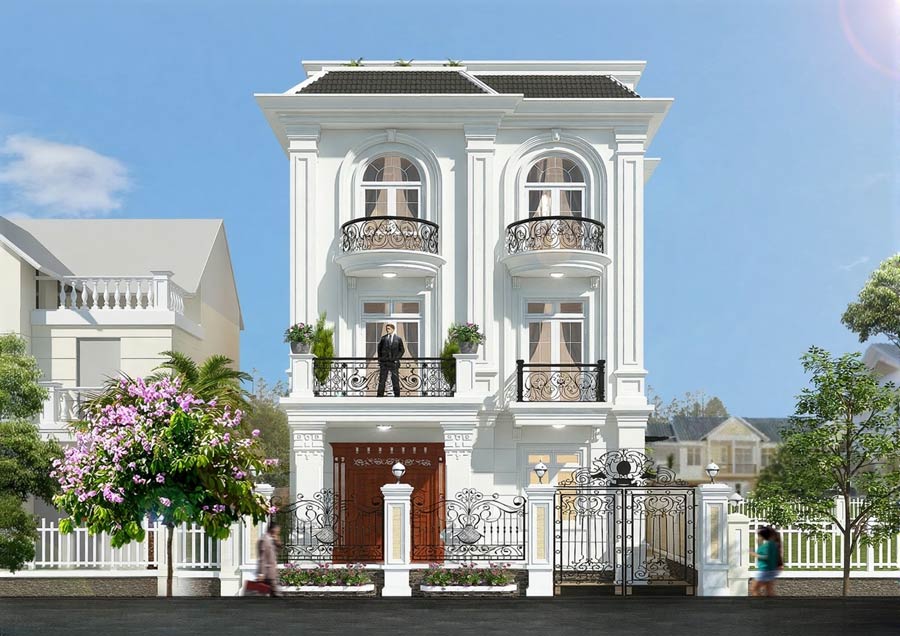 Thiết kế mặt bằng biệt thự song lập tân cổ điển