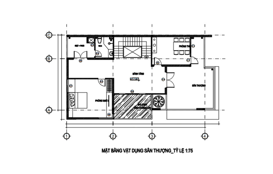 Mặt bằng lầu 2 biệt thự 3 tầng mái bằng mặt tiền 10m