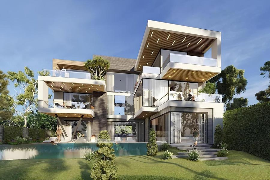 Thiết kế nhà chữ L 3 tầng đẹp 200m2