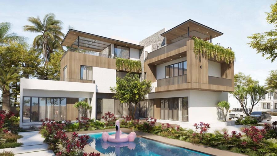 Biệt thự 3 tầng chữ L có hồ bơi