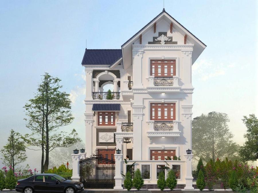Mẫu biệt thự chữ L 3 tầng tân cổ điển