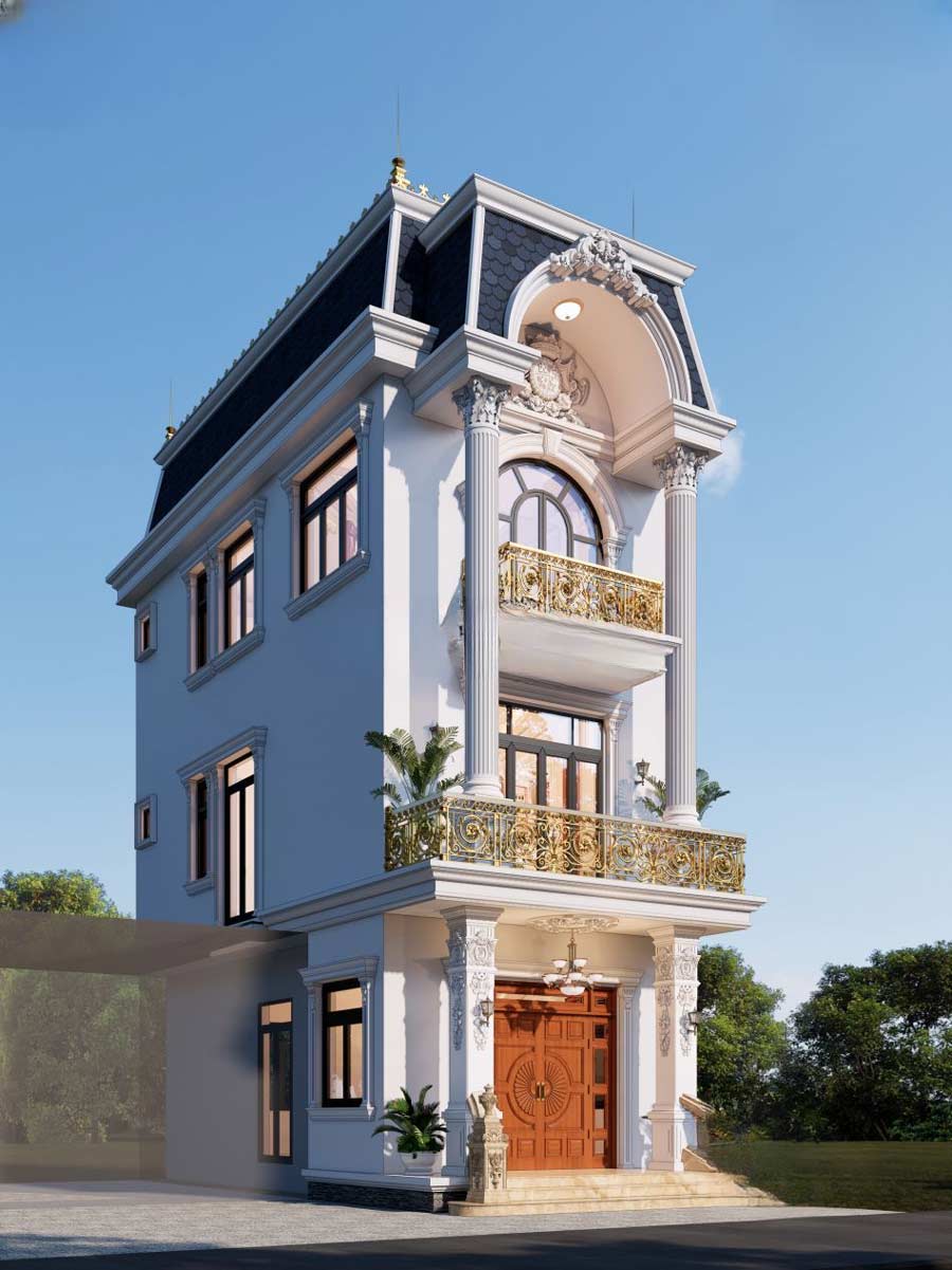 Xu hướng thiết kế biệt thự 3 tầng tân cổ điển chú trọng hoa văn tinh xảo