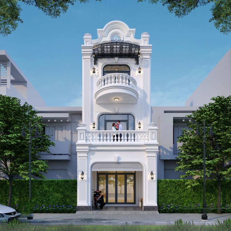 Xu hướng thiết kế biệt thự 3 tầng tân cổ điển chú trọng hoa văn tinh xảo