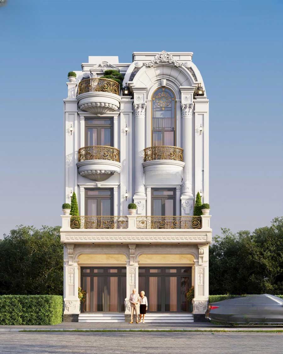 Xu hướng thiết kế biệt thự 3 tầng tân cổ điển chú trọng hoa văn tinh xảo