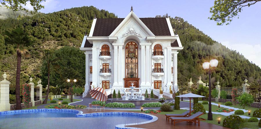 Biệt thự 3 tầng tân cổ điển có bể bơi
