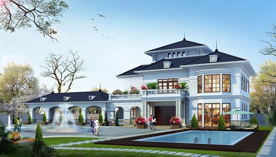 Biệt thự 3 tầng tân cổ điển có bể bơi