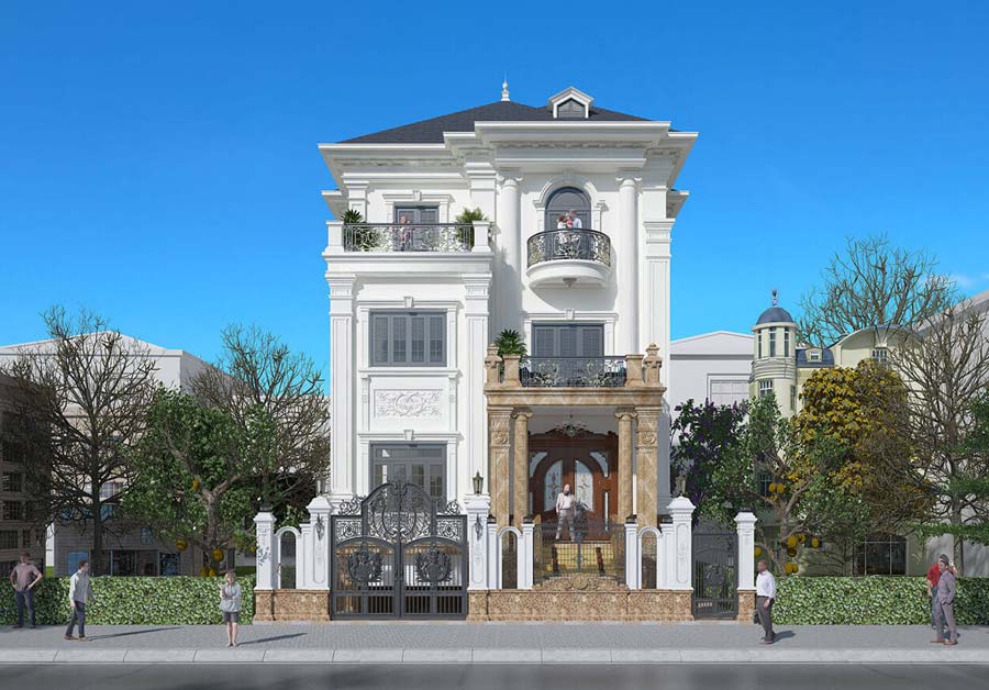 Thiết kế biệt thự tân cổ điển 3 tầng có tầng hầm