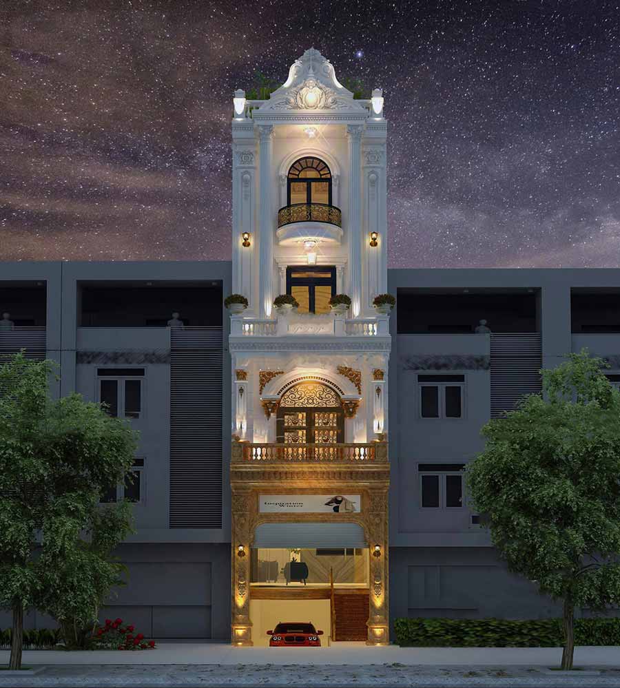 Thiết kế biệt thự tân cổ điển 3 tầng có tầng hầm