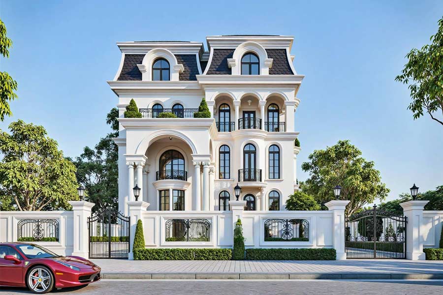 Thiết kế biệt thự tân cổ điển 3 tầng mái vòm
