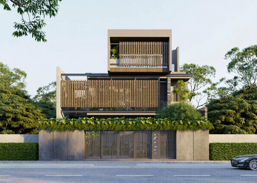 Thiết kế nhà phố đẹp 6 phòng ngủ