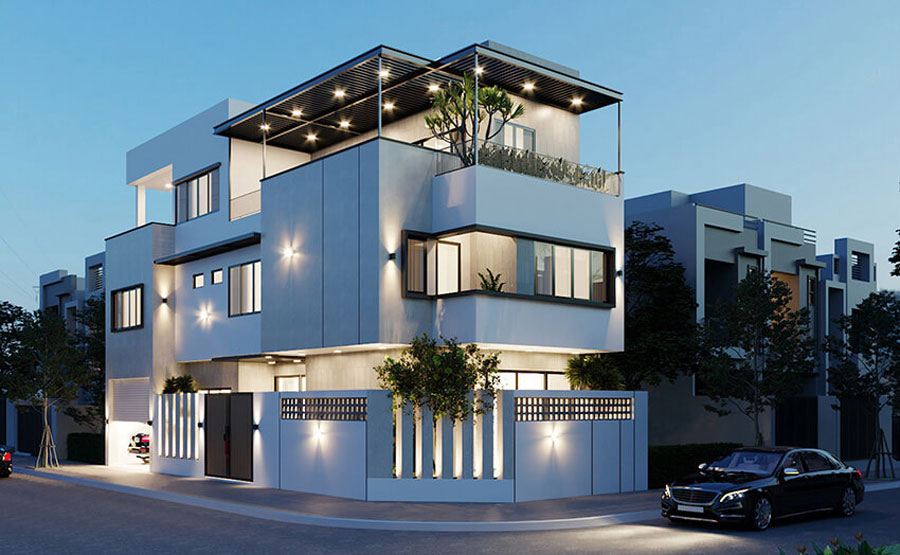 Thiết kế nhà phố 2 mặt tiền