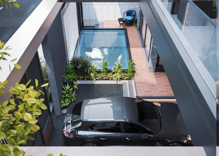 Mẫu thiết kế nhà phố có hồ bơi