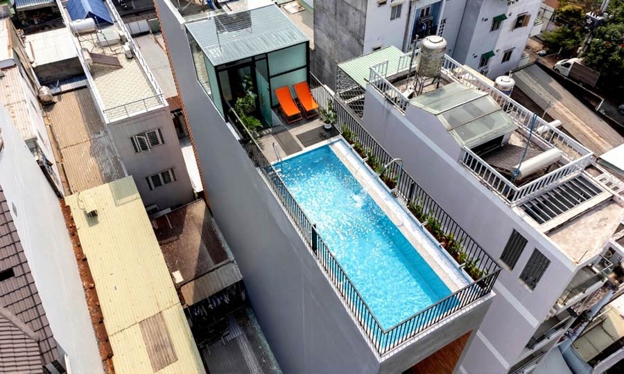 Mẫu thiết kế nhà phố có hồ bơi