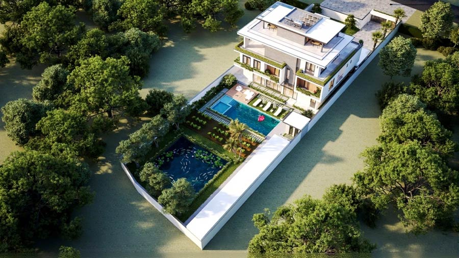 Mẫu thiết kế nhà phố có hồ bơi