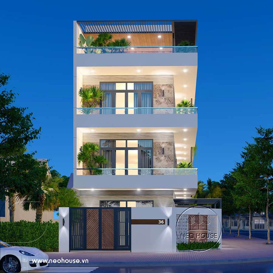 Mẫu thiết kế nhà phố hiện đại mặt tiền 6m