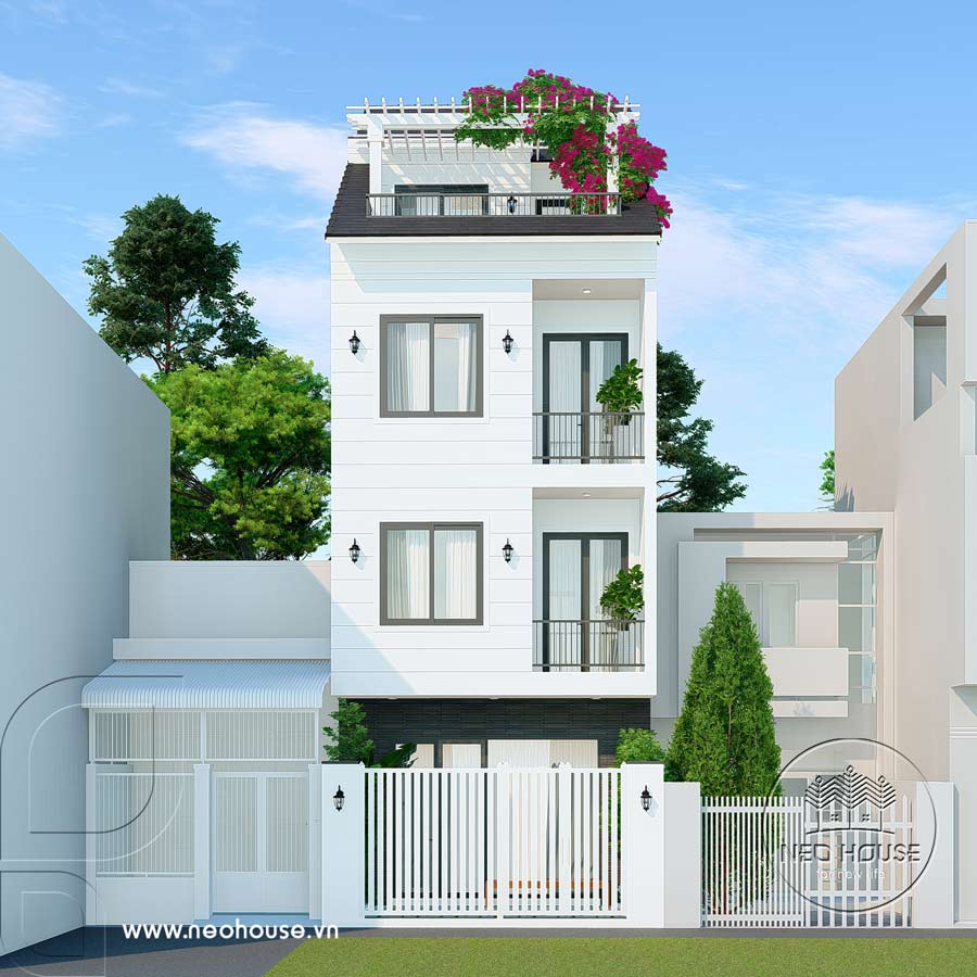 Mẫu thiết kế nhà phố hiện đại mặt tiền 6m