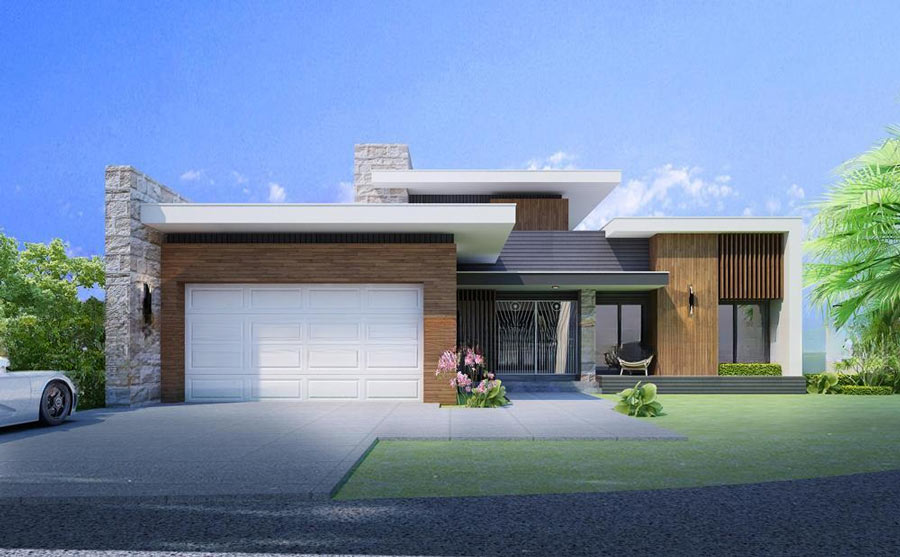 Mẫu nhà mái bằng 1 tầng 1 tum