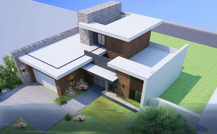 Mẫu nhà mái bằng 1 tầng 1 tum