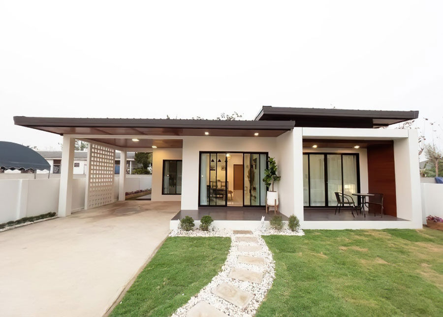 Thiết kế nhà 1 tầng mái bằng 100m2