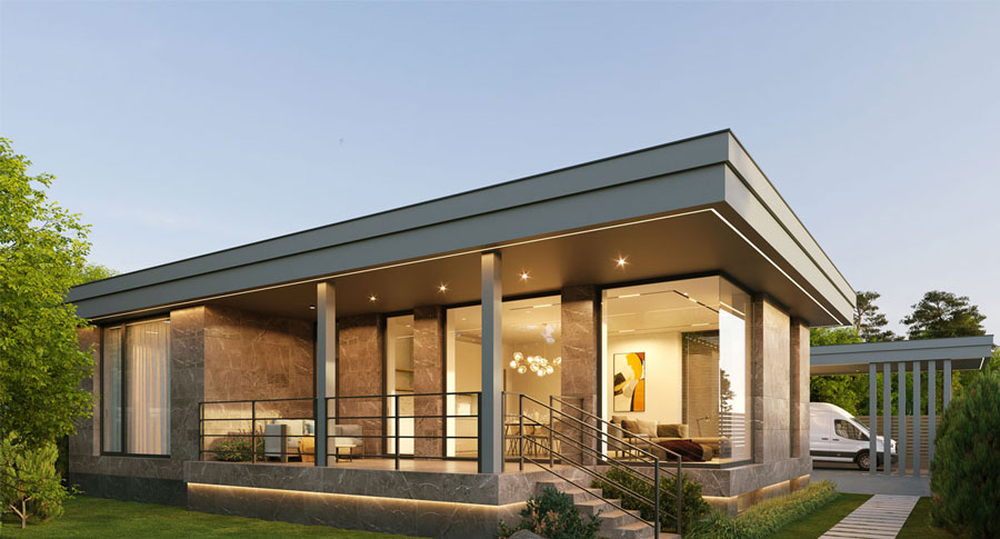 Mẫu nhà 1 tầng mái bằng 150m2