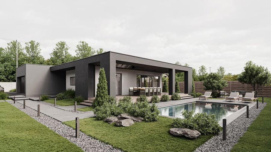 Mẫu nhà 1 tầng mái bằng 150m2