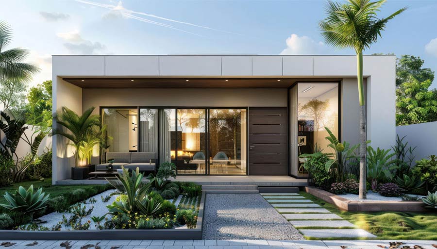 Mẫu thiết kế nhà 1 tầng mái bằng 200m2