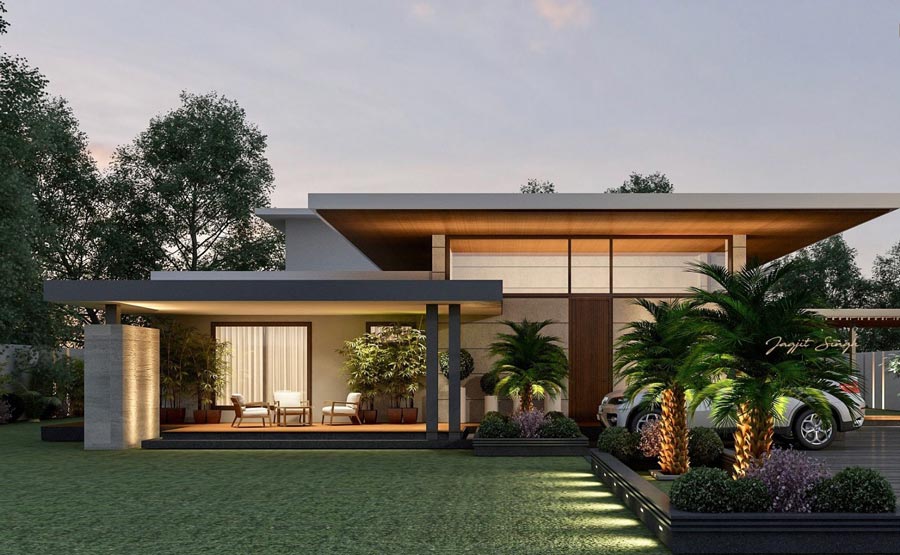 Mẫu nhà biệt thự 1 tầng mái bằng 250m2