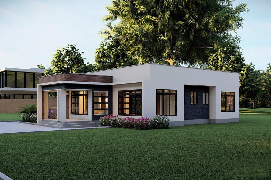 Mẫu nhà mái bằng 1 tầng 3 phòng ngủ