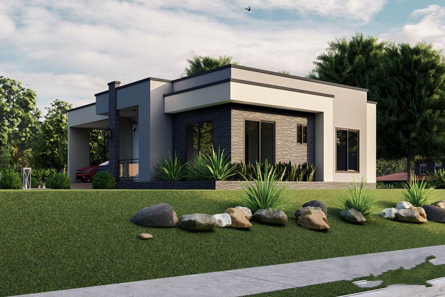 Mẫu nhà mái bằng 1 tầng 3 phòng ngủ