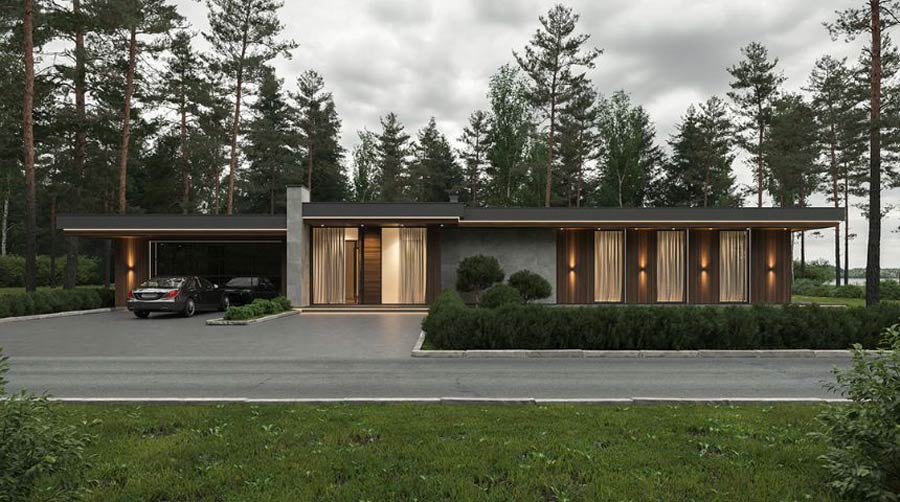 Thiết kế nhà mái bằng 1 tầng 4 phòng ngủ