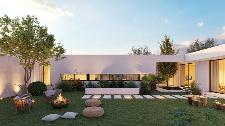 Nhà biệt thự 1 tầng mái bằng có sân vườn