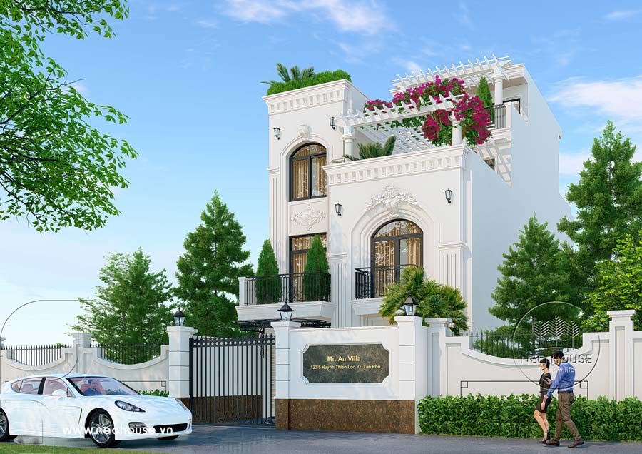 Hồ sơ phối cảnh 3D biệt thự 3 tầng 7x16m tân cổ điển