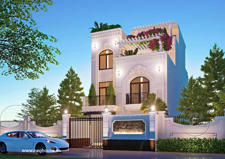 Hồ sơ phối cảnh 3D biệt thự 3 tầng 7x16m tân cổ điển